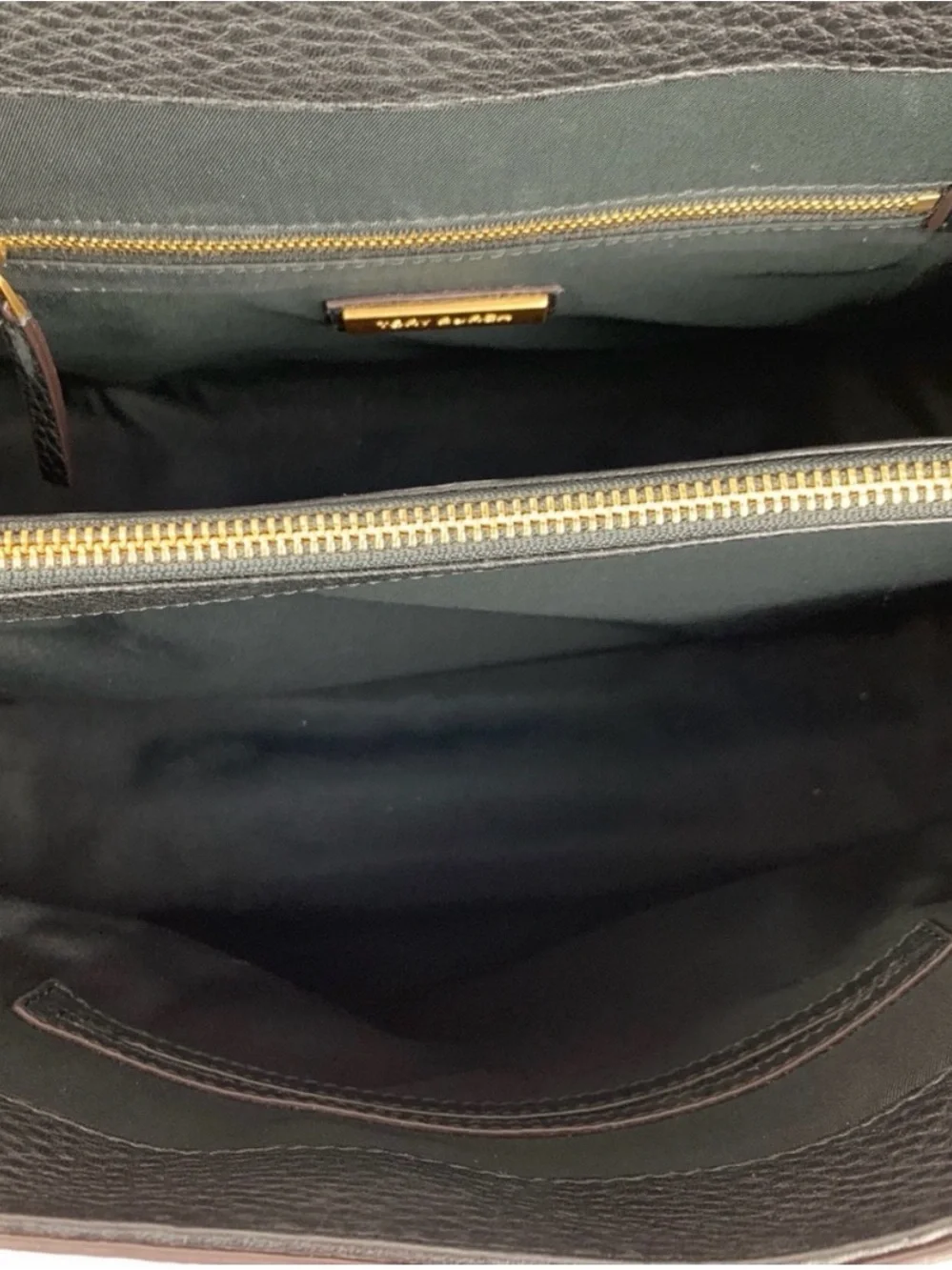 Tory Burch Black Pebbled Leather Top-Handle Tote
